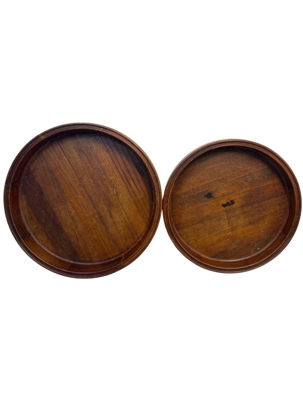 Vtg Dansk Designs Denmark IHQ Teak Round Serving Trays Set of 2 Jens Quistgaard